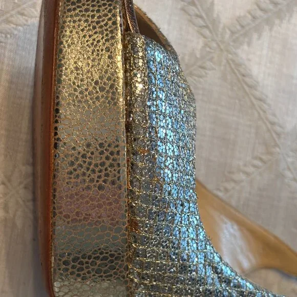 Jimmy Choo Champagne /Gold PlatformGlitter Shoes-